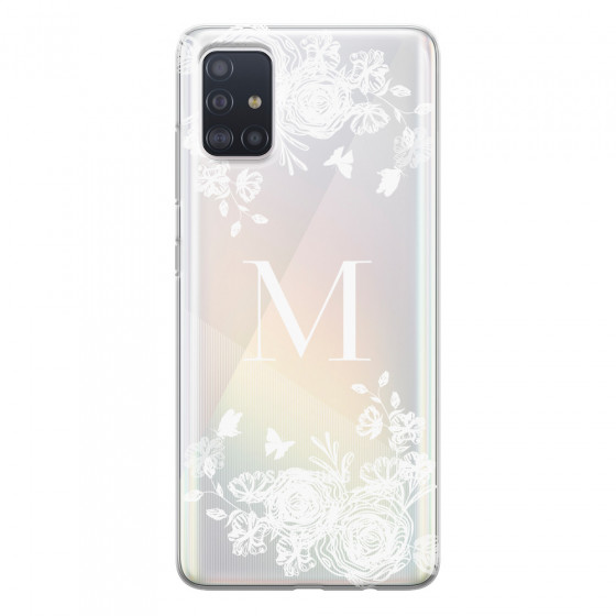 SAMSUNG - Galaxy A51 - Soft Clear Case - White Lace Monogram