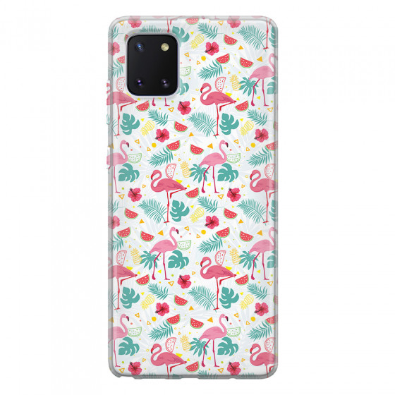 SAMSUNG - Galaxy Note 10 Lite - Soft Clear Case - Tropical Flamingo II