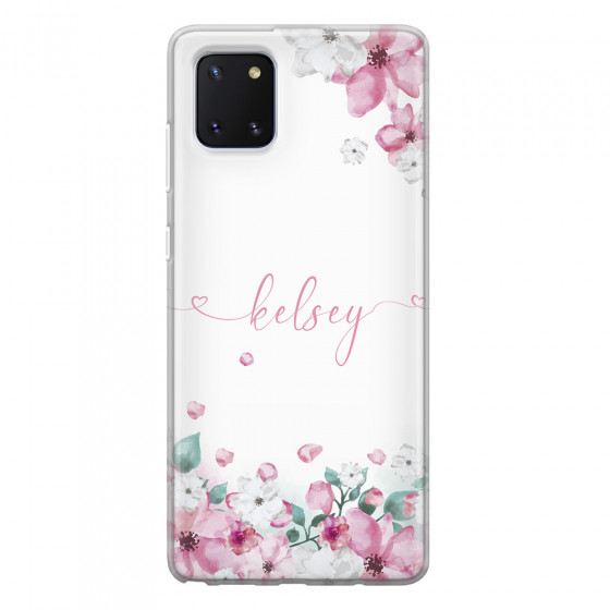 SAMSUNG - Galaxy Note 10 Lite - Soft Clear Case - Watercolor Flowers Handwritten