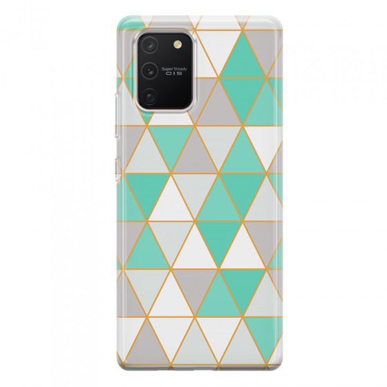 SAMSUNG - Galaxy S10 Lite - Soft Clear Case - Green Triangle Pattern