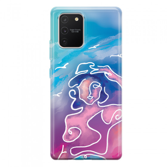SAMSUNG - Galaxy S10 Lite - Soft Clear Case - Lady With Seagulls