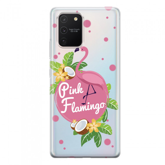 SAMSUNG - Galaxy S10 Lite - Soft Clear Case - Pink Flamingo