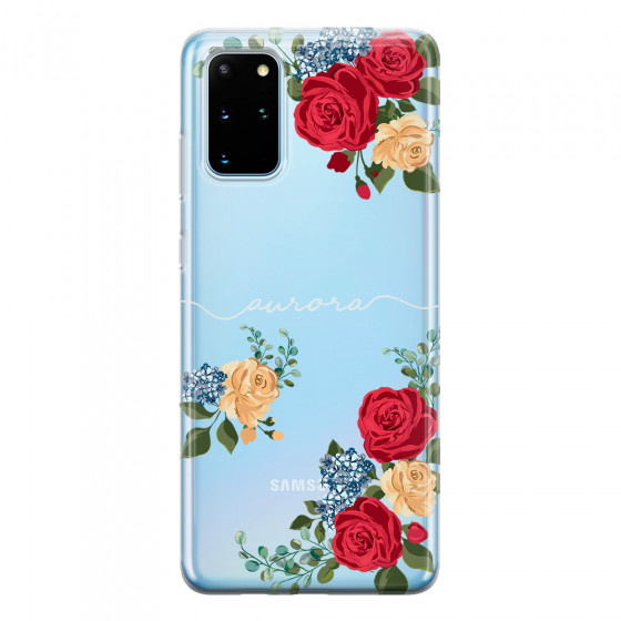 SAMSUNG - Galaxy S20 Plus - Soft Clear Case - Red Floral Handwritten Light 