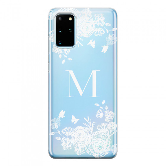 SAMSUNG - Galaxy S20 - Soft Clear Case - White Lace Monogram