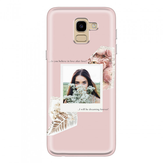 SAMSUNG - Galaxy J6 2018 - Soft Clear Case - Vintage Pink Collage Phone Case