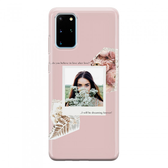 SAMSUNG - Galaxy S20 Plus - Soft Clear Case - Vintage Pink Collage Phone Case