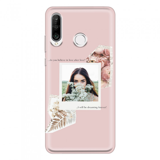 HUAWEI - P30 Lite - Soft Clear Case - Vintage Pink Collage Phone Case