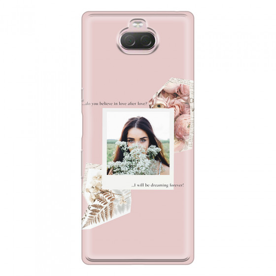SONY - Sony Xperia 10 Plus - Soft Clear Case - Vintage Pink Collage Phone Case