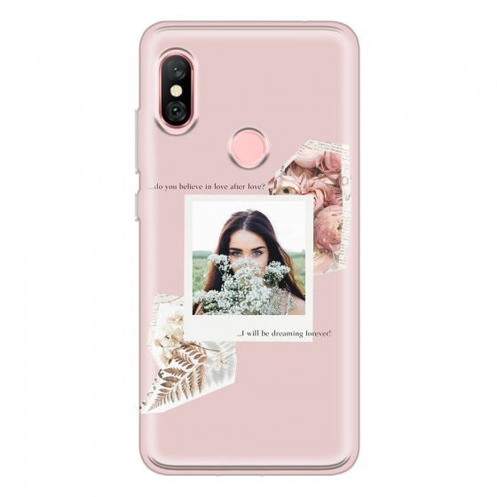 XIAOMI - Redmi Note 6 Pro - Soft Clear Case - Vintage Pink Collage Phone Case