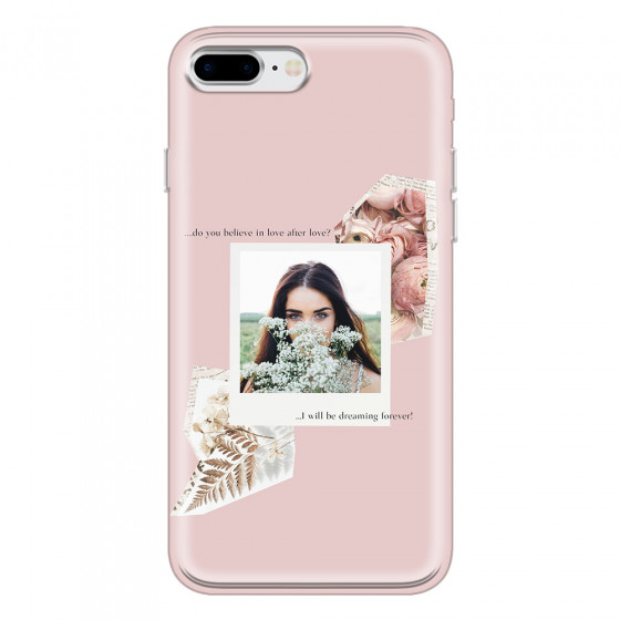 APPLE - iPhone 8 Plus - Soft Clear Case - Vintage Pink Collage Phone Case