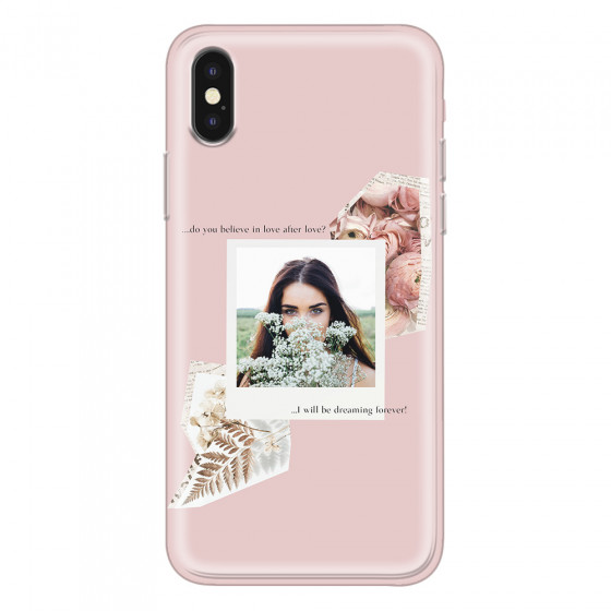 APPLE - iPhone XS - Soft Clear Case - Vintage Pink Collage Phone Case