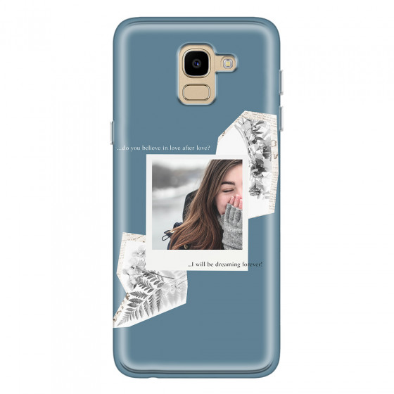 SAMSUNG - Galaxy J6 2018 - Soft Clear Case - Vintage Blue Collage Phone Case