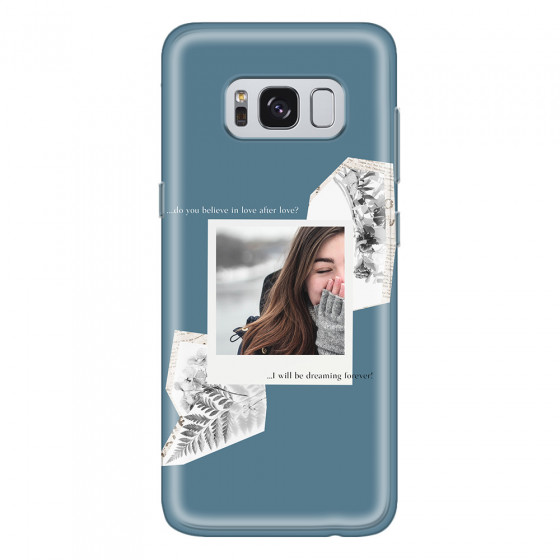 SAMSUNG - Galaxy S8 - Soft Clear Case - Vintage Blue Collage Phone Case