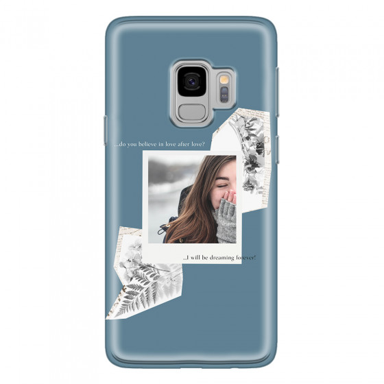 SAMSUNG - Galaxy S9 - Soft Clear Case - Vintage Blue Collage Phone Case