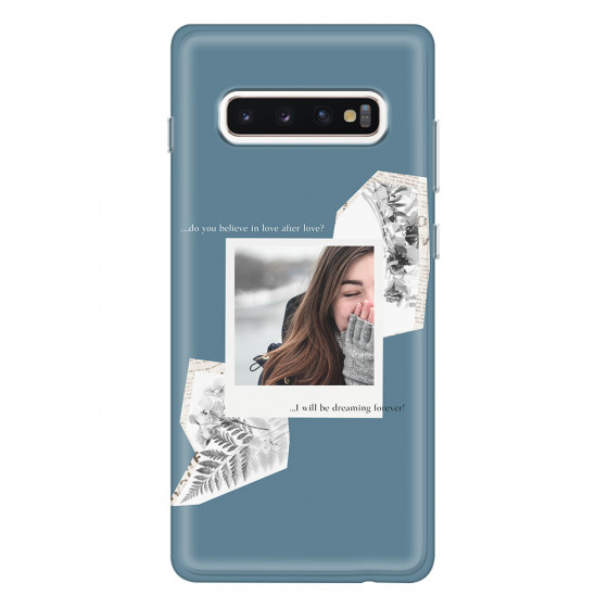 SAMSUNG - Galaxy S10 Plus - Soft Clear Case - Vintage Blue Collage Phone Case
