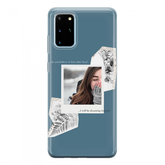 SAMSUNG - Galaxy S20 - Soft Clear Case - Vintage Blue Collage Phone Case