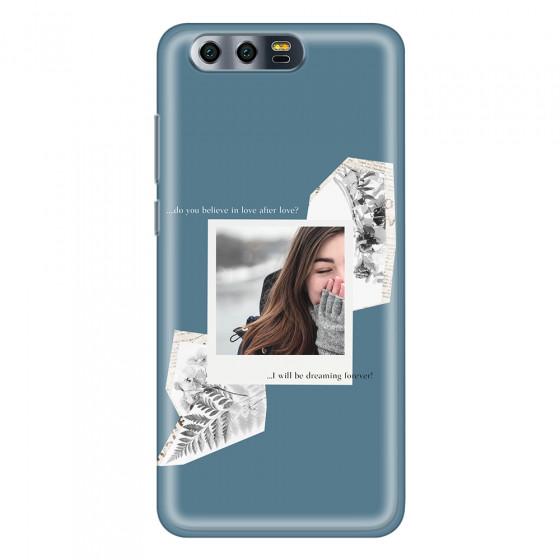 HONOR - Honor 9 - Soft Clear Case - Vintage Blue Collage Phone Case