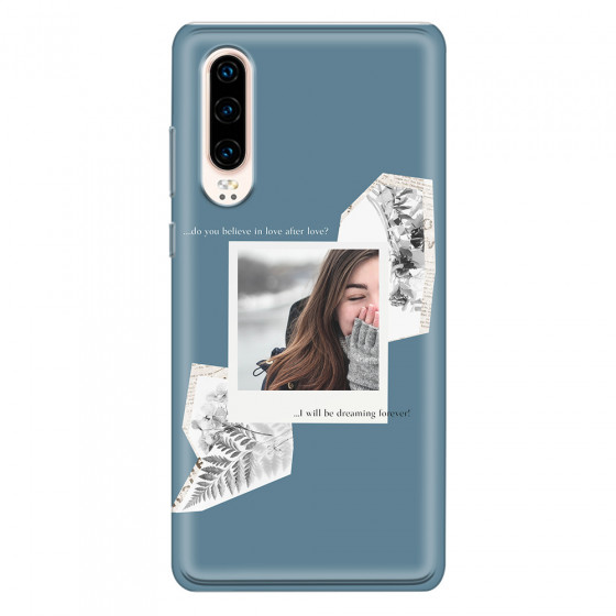 HUAWEI - P30 - Soft Clear Case - Vintage Blue Collage Phone Case