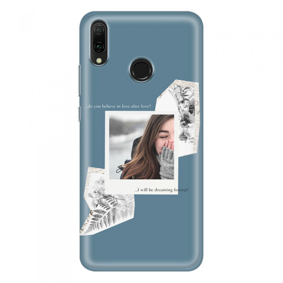 HUAWEI - Y9 2019 - Soft Clear Case - Vintage Blue Collage Phone Case