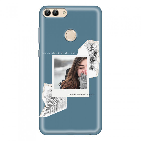 HUAWEI - P Smart 2018 - Soft Clear Case - Vintage Blue Collage Phone Case