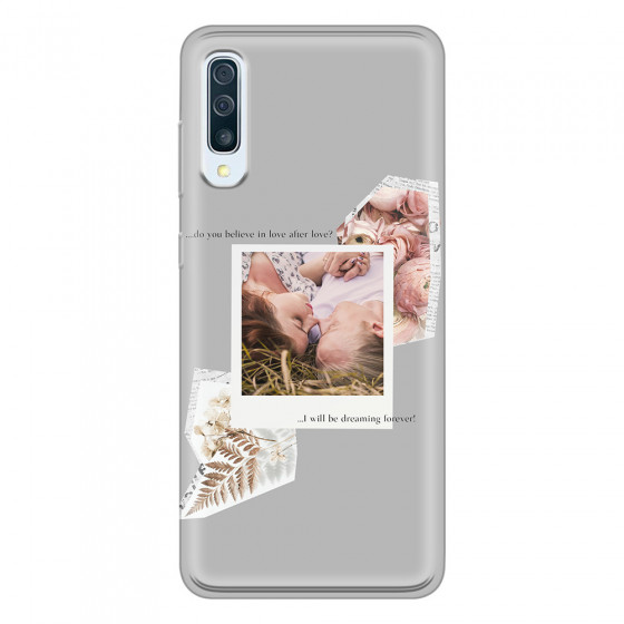 SAMSUNG - Galaxy A50 - Soft Clear Case - Vintage Grey Collage Phone Case
