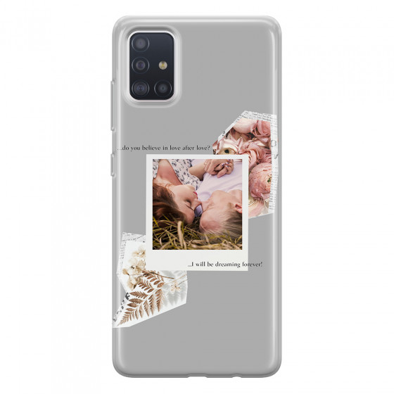 SAMSUNG - Galaxy A51 - Soft Clear Case - Vintage Grey Collage Phone Case
