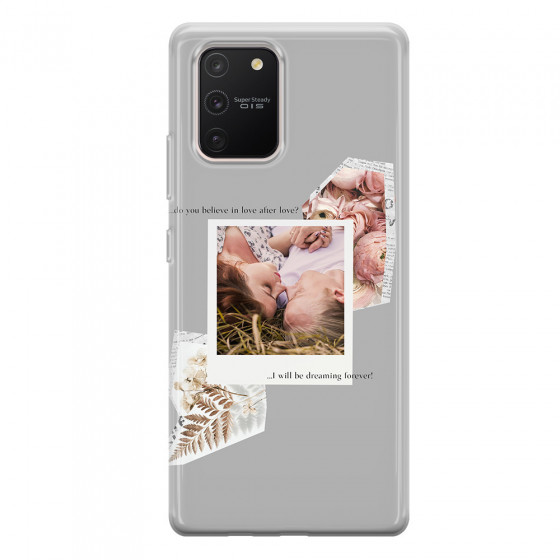 SAMSUNG - Galaxy S10 Lite - Soft Clear Case - Vintage Grey Collage Phone Case