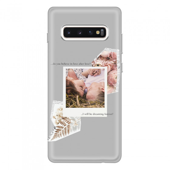 SAMSUNG - Galaxy S10 Plus - Soft Clear Case - Vintage Grey Collage Phone Case