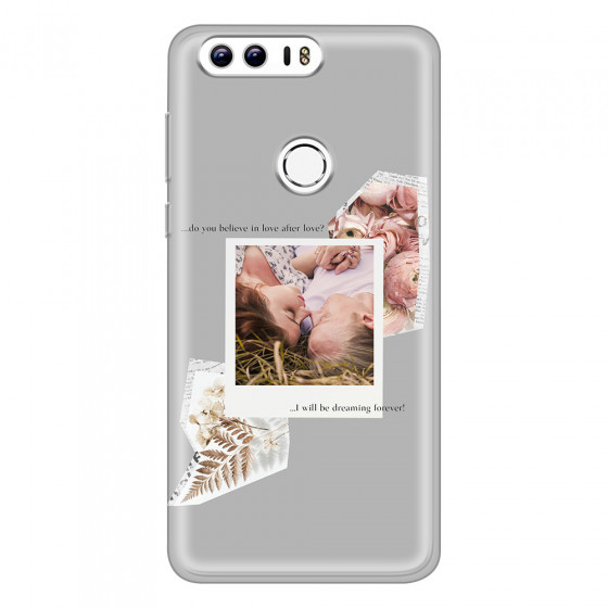 HONOR - Honor 8 - Soft Clear Case - Vintage Grey Collage Phone Case