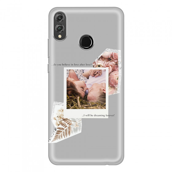 HONOR - Honor 8X - Soft Clear Case - Vintage Grey Collage Phone Case
