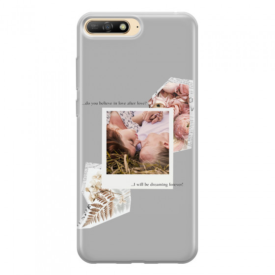 HUAWEI - Y6 2018 - Soft Clear Case - Vintage Grey Collage Phone Case