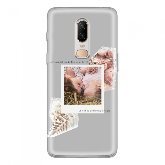 ONEPLUS - OnePlus 6 - Soft Clear Case - Vintage Grey Collage Phone Case