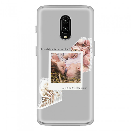 ONEPLUS - OnePlus 6T - Soft Clear Case - Vintage Grey Collage Phone Case