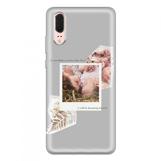 HUAWEI - P20 - Soft Clear Case - Vintage Grey Collage Phone Case