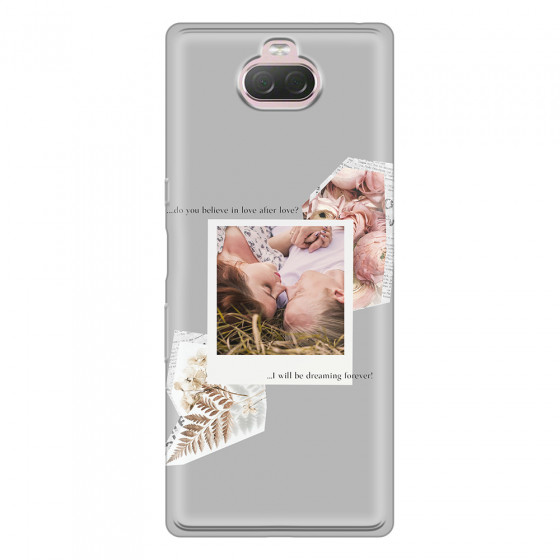 SONY - Sony Xperia 10 Plus - Soft Clear Case - Vintage Grey Collage Phone Case