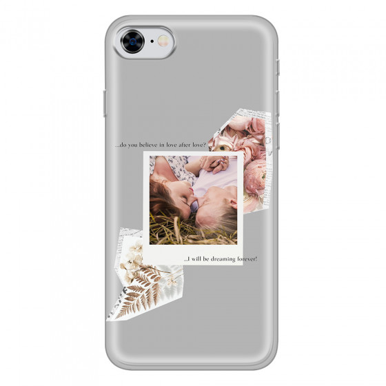 APPLE - iPhone 8 - Soft Clear Case - Vintage Grey Collage Phone Case