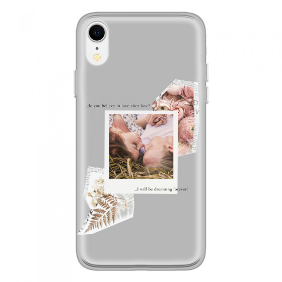 APPLE - iPhone XR - Soft Clear Case - Vintage Grey Collage Phone Case