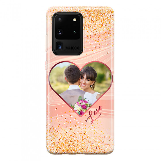 SAMSUNG - Galaxy S20 Ultra - Soft Clear Case - Glitter Love Heart Photo
