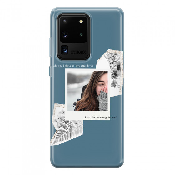 SAMSUNG - Galaxy S20 Ultra - Soft Clear Case - Vintage Blue Collage Phone Case