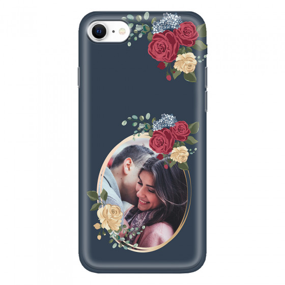 APPLE - iPhone SE 2020 - Soft Clear Case - Blue Floral Mirror Photo