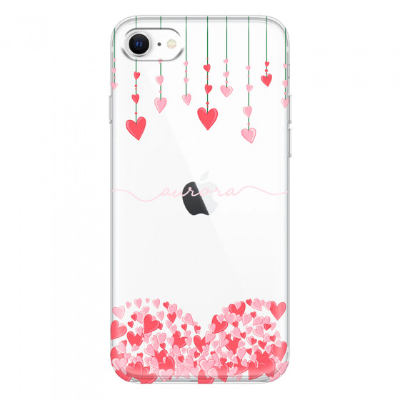 APPLE - iPhone SE 2020 - Soft Clear Case - Love Hearts Strings Pink