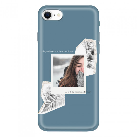 APPLE - iPhone SE 2020 - Soft Clear Case - Vintage Blue Collage Phone Case