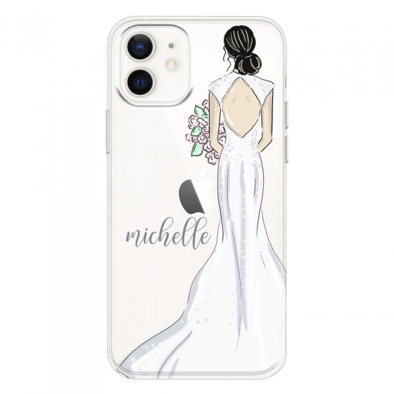 APPLE - iPhone 12 Mini - Soft Clear Case - Bride To Be Blackhair Dark