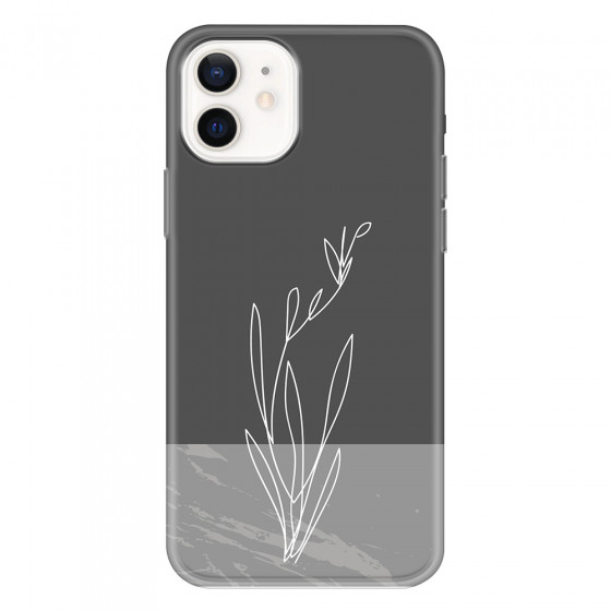 APPLE - iPhone 12 Mini - Soft Clear Case - Dark Grey Marble Flower