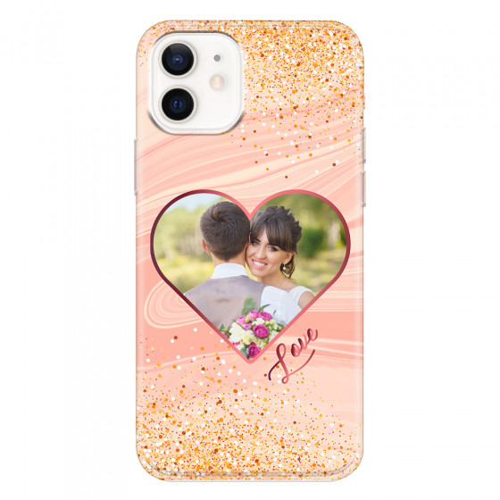 APPLE - iPhone 12 Mini - Soft Clear Case - Glitter Love Heart Photo