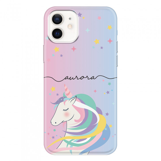 APPLE - iPhone 12 Mini - Soft Clear Case - Pink Unicorn Handwritten