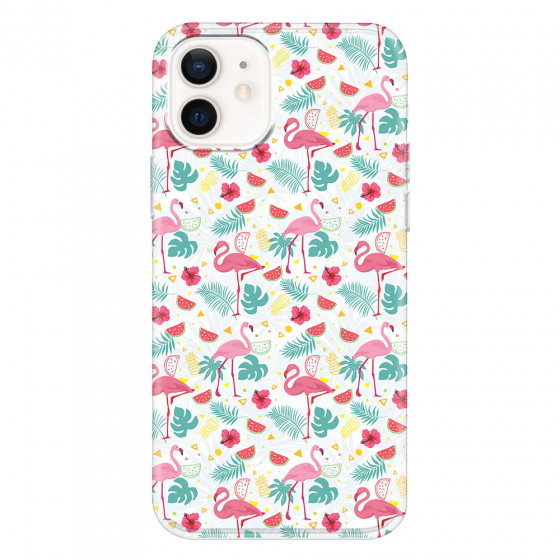 APPLE - iPhone 12 Mini - Soft Clear Case - Tropical Flamingo II