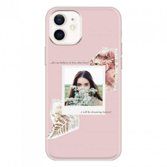 APPLE - iPhone 12 Mini - Soft Clear Case - Vintage Pink Collage Phone Case