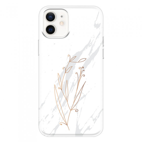 APPLE - iPhone 12 Mini - Soft Clear Case - White Marble Flowers