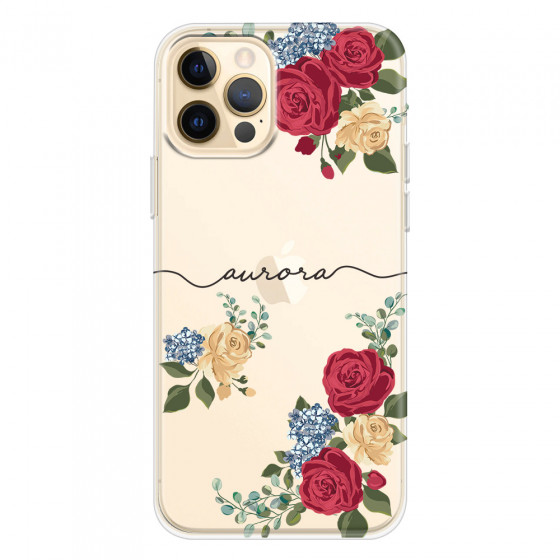 APPLE - iPhone 12 Pro - Soft Clear Case - Red Floral Handwritten